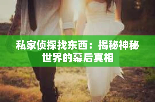 私家侦探找东西：揭秘神秘世界的幕后真相