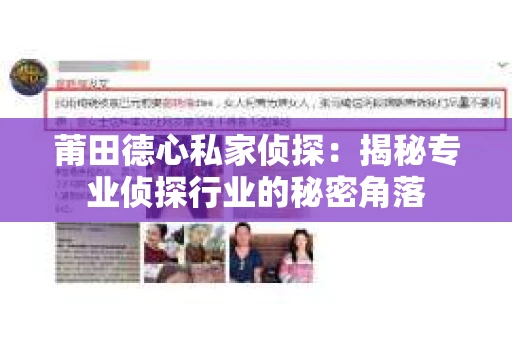 莆田德心私家侦探：揭秘专业侦探行业的秘密角落